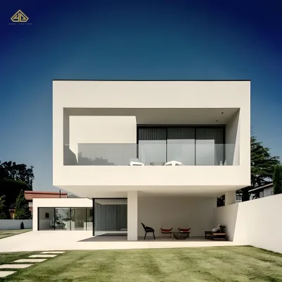 Custom Ultra-Minimalist Modern Two-Story Villa with Floating Upper Level & Negative Space Design Renovation & Design Service