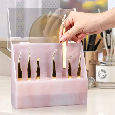 8 Holes Eyelashes Tweezers Storage Stand Container Acrylic Tweezers Display Box Tweezers Salon Tools Holder