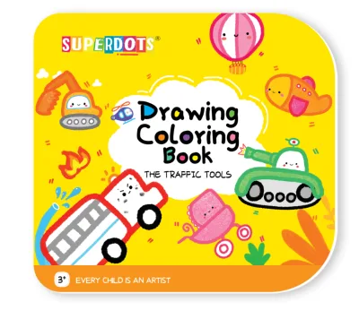 Kids Vehicles & Transport Coloring Book, 16 Pages with Durable Lock Binding, for Preschool Nature Learning and Art Time