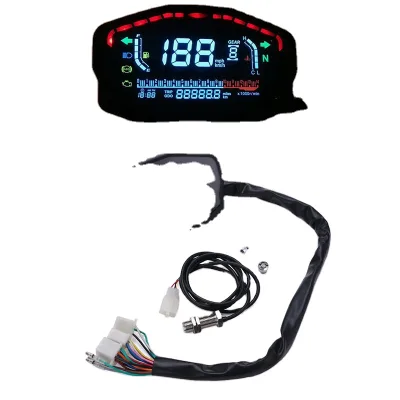 New Digital ABS Motorcycle Meter LCD Color Display Odometer Water Temperature Speedometer 199 Km/h/MPH DC 8-12V Retrofit/Upgrade