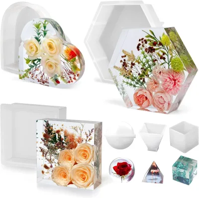 Large Round Heart-Shaped Bookend Silicone Mold DIY Geometric Hexagon Square Rectangular Display Stand for Cake Molds