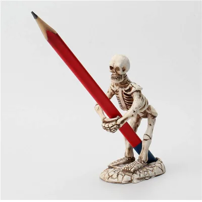 Factory Hot Sell Custom Creative Resin Reaper Penholder Crafts Desktop Design Gothic Style Skeleton Pen Holder Skull Pen Rack