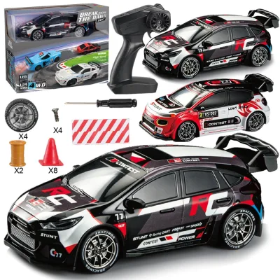 RC Drift Car, 1/24 Remote Control Drift Car for Adults Kids, 20KM/H 4WD Low/High Speed RC Cars with LED Lights