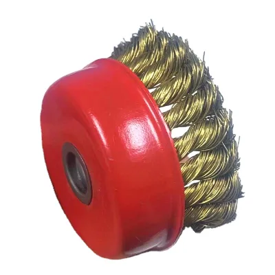 Heavy Duty 4Inch Diameter Brass Coated Steel Wire Standard Twist Knot Wire Arbor Cup Brush for Weld Preparation