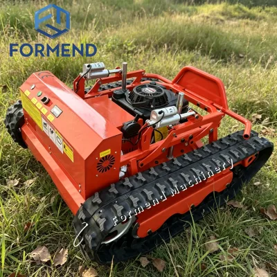 1000mm Ultra Broad Cut Gasoline Tracked Robot Mower Dual 1200w Drive Motor Long Distance Control Mulcher