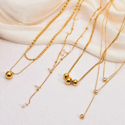 Wholesale Custom French Neck Jewelry New Niche High Design Titanium Steel Snake Chain Metal Ball Versatile Clavicle Chain