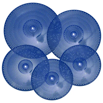 Mute 14-Inch/16-Inch/18-Inch/20-Inch Blue Practice Cymbal Set Pack of 5 Low Volume Gong & Cymbals
