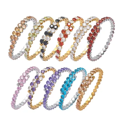 Colorful Zircon Gold Plated Bangle Stainless Steel Tennis Bracelet High Quality Fine Jewelry for Women Fashion Party Accessory