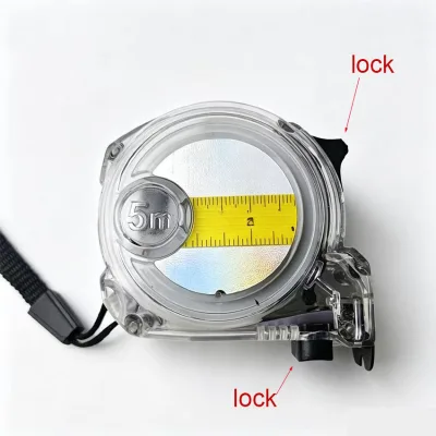 5M Transparent Shell Steel Tape Measure 25mm Blade 2.8m Stand-out Length Wear-Resistant Coated Measuring Tape With Hand Strap