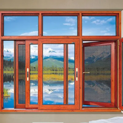 CBMMART American Style Wooden Picture Casement Windows Grille Design Aluminum Window