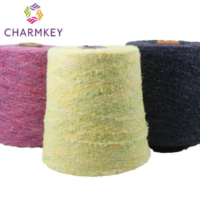 Wholesale Coarse Count Textile Dyed Bouclé Yarn Fancy Knitting Yarn Wool Blended Loop Yarn for Knitting Winter Sweater