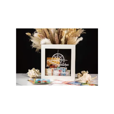 Personalized Wooden Travel Memory Box: Ticket & Souvenir Shadow Box, Customizable Gift