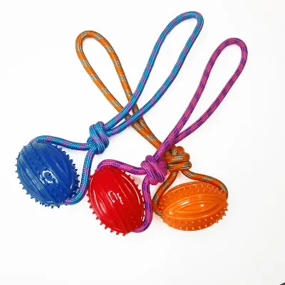 2025 Wholesale New Hot Anti-Bite Pet Tpr Cotton Rope Toy Tethered Football Pet Toy