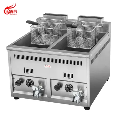Commercial Kitchen Appliance Gas Deep Chicken Fryer with 2 Tank 2 Baskets in Stainless Steel EF-72T