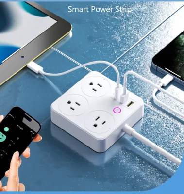 US High-Speed PD 20W Smart Power Station Extension Power Strips 6 Outlets US Plug Industrial Use 3 USB WiFi Alexa/Google Voice