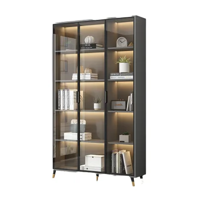 Multifunctional White Black Living Room Decorative Storage Cabinet Glass Display Divider Cube Shelving Unit Bookcase Bookshelf