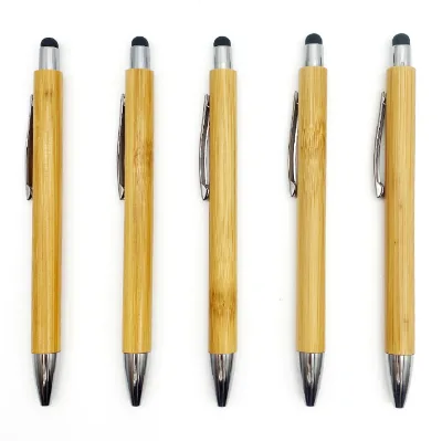 Bamboo Pen with Metal Clip and Touch Screen with Customized logo