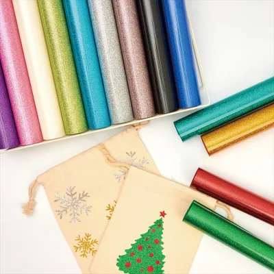 Premium Grade Glitter Puff Water Resistant UV Printed Heat Transfer Vinyl (HTV) Rolls for T-Shirts DIY Design-Easy Stickers