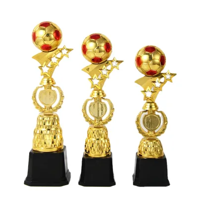 Wholesale Hot Sell High Quality Trophy Cup Soccer Sports Series Trophies Custom Design Golden Plastic Football Trophy