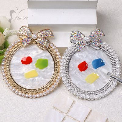 New Bow Pearl Nail Tips Display Nail Color Painting Gel Finger Nail Art Palette
