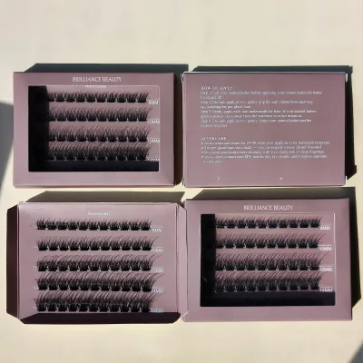 Long Lasting Waterproof Press on Lashes Pre Glued Self Adhesive Lashes Cluster Vegan Handmade Thin Band Fan Eyelashes Vendors