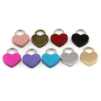 Heart Shape Vintage Metal Mini Padlock Bag Suitcase Luggage Box Key Lock With Key