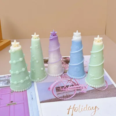 New Star Head Christmas Tree Candle Silicone Mold Christmas Gift Clover Candle Ornament Candle