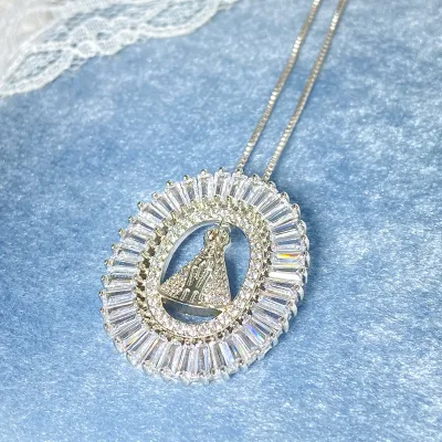 FOXI Manufacturer Wholesale 925 Prata Jewelry 18k Gold Plated Jewelry Luxury Custom Religious Virgin Mary Zirconia Jewelry