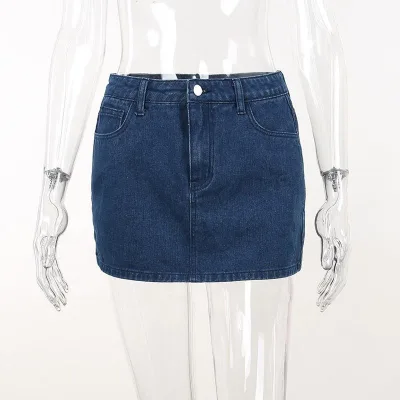New Style Trendy Denim Mini Skirt Jeans Skirt Y2K Girls Party Skirt