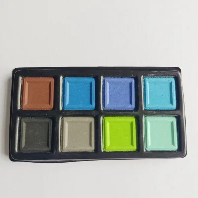 8 Colors Square Solid Watercolor Paint Tray Pigment Set Portable Black Plastic Blister Pack for Landscape Sketch Drawing