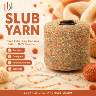 Wholesale 8NM/1 100% Polyester Three-Color Slub Yarn for Sweaters Cardigans Blankets Handwoven Bags OEM ODM Custom Service