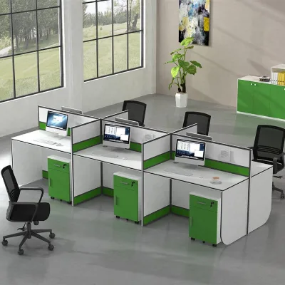 Best Seller Modern MDF Fresh Color Block Linear 3 Employee Work Desk Space Saving Lightweight Staff Partition Table