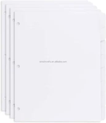 Basics 8 Tab Binder Divider, White Color Index Tab Cardboard Paper Label Dividers