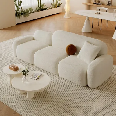 Boucle Fabric Armrest Spherical Decor Pillow Square Cushion Modern Minimalist Cloud Couch Home Leisure Living Room Furniture
