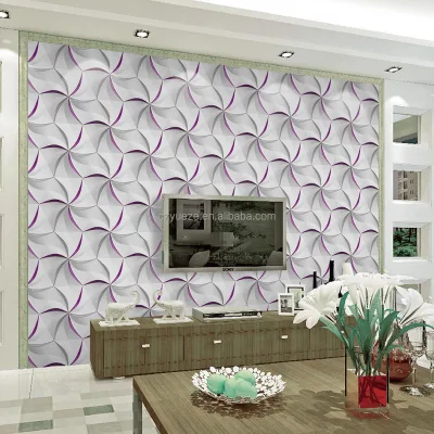 3D Geometric PVC Waterproof Luxury Wall Panels Modern Wallcovering Household TV Background Wall Decor