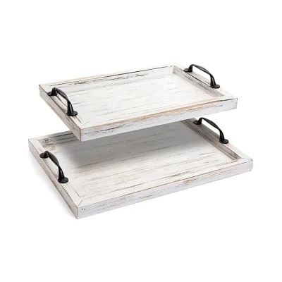 Solid Custom-made White Color Durable Sturdy Large Rustic Serving Tray