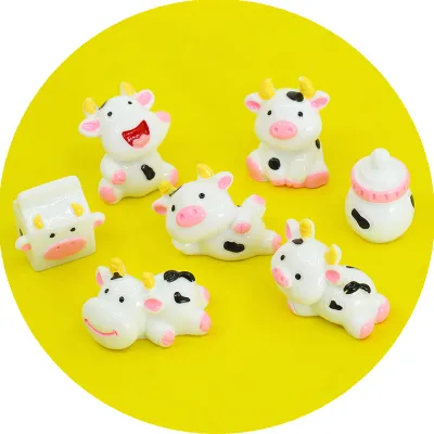 Cute Farm Cow Resin Cabochons Animal Resin Charms for DIY Hair Bow Making Miniature Fairy Garden Decoration