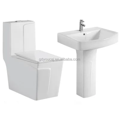Fabricated Water Saving Toilet and Sink Sets Bathroom Luxury Bathroom Toilet and Washbasin Set
