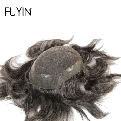 NEW Australia Natural Hairline Lace 100% Human Hair Replacement System Wider PU Perimeter Wholesale Men Toupee