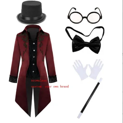 Ecowalson Men's Tuxedo Costume Classic Slim Fit Tuxedo Suit Chorus Musician Cosplay Adult Magician Tailcoat Magic Show