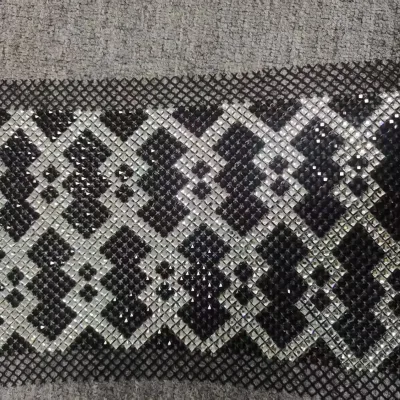 Fashionable Handmade Beaded Square Rhinestones Mesh Net Fabric for Bridal Dress