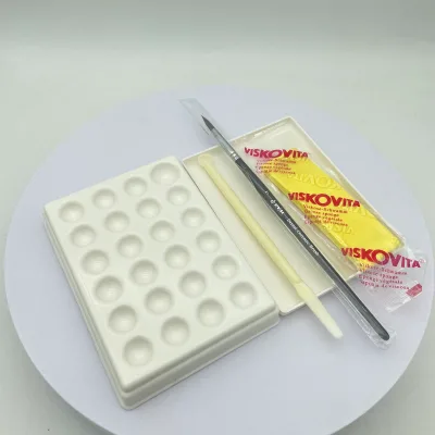 Dental Porcelain Powder Color Mixing Tray with 24 Holes Mixing Spoon for Denture Technicians Class I