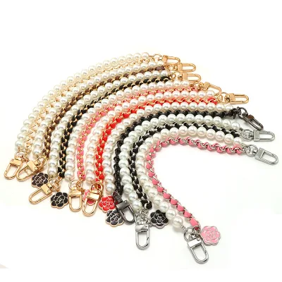 Fashion Double Layer Pearl Chain Pu Leather Mobile Phone Chain Bag Decoration Chain Short Bag Charm with Pendant