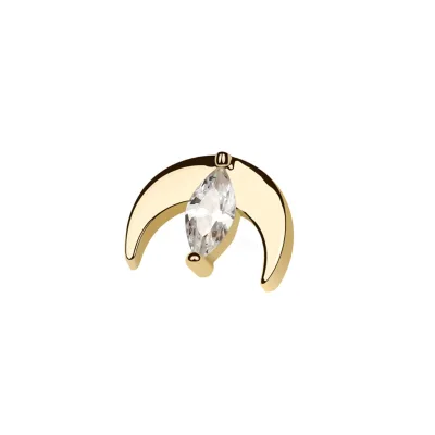 Eternal Metal 14K Solid Gold Moon Shaped Threadless Ends Piercing Jewelry