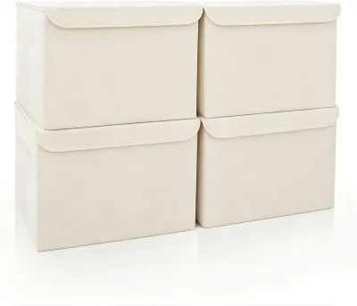 Large-capacity Foldable Openable Non-Woven Fabric Storage Box Sturdy Handles Flip Top Lids for Clothing Bedding Garage Shoes