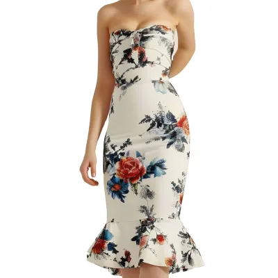 OEM Luxury Satin Fabric Long Off Shoulder Floral Print European Women Dresses Plus Size Elegant Formal Dresses