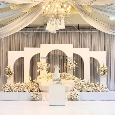 SMOOTH Customized Modern White Acrylic PVC Arched Backdrop Stand Wall Panel for Party Event Supplies