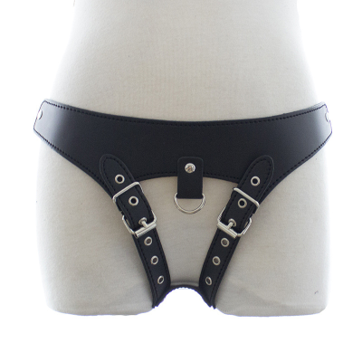 Flirtatious Mens Instrument Chastity Pants Bondage Toy Leather Pants Leather Sexy Shorts Bondage Set
