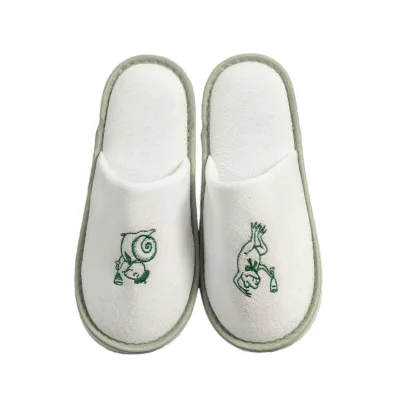 LQ Premium Coral Fleece Disposable Plush Soft Slipper Closed Toe Style EVA Anti-Slip Sole Custom Logo Guesthouse