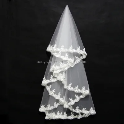 WAN68 Elegant Onel Ayer Wedding Veil Elbow Veils Lace Applique Bridal Veils